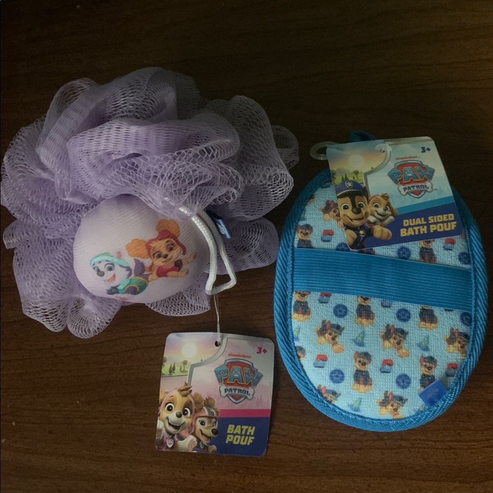 It’s bundle time! NWOT Paw Patrol Purple and Blue 2pc Bath Pouf Set - Picture 1 of 5